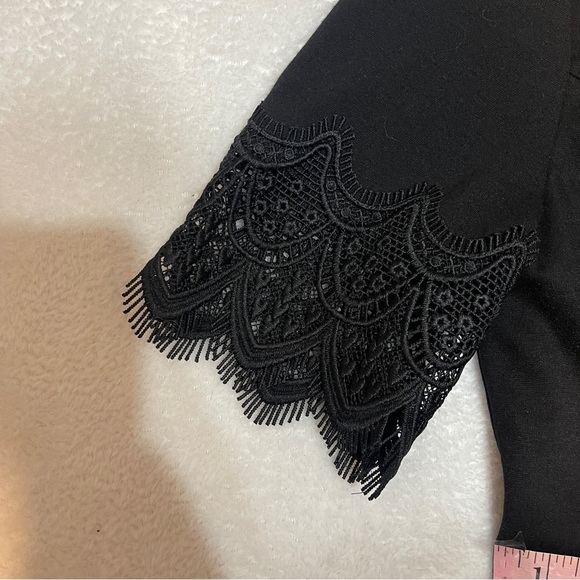 IMNYC Isaac Mizrah Black Ponte Lace Trim Professional Polished Career Dress M - Picture 12 of 13